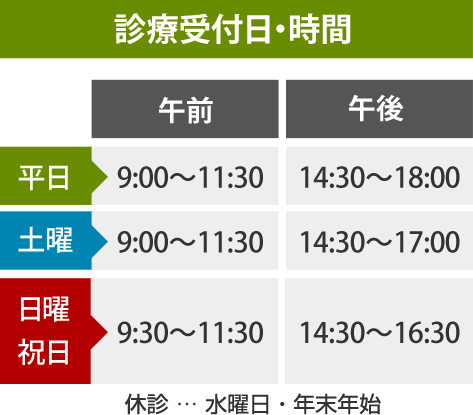 診療受付日・時間